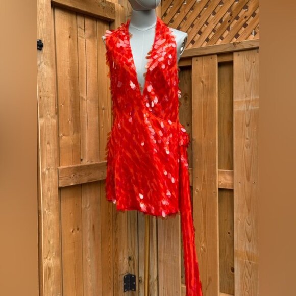 🆕 MISHA COLLECTION 🧿 NWOT Red Sapphire Sequins Mini Dress, Sz XL - US 10 - Picture 9 of 16